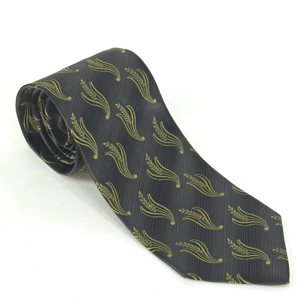 Jos A Bank 100% Silk Tie Gray Gold Wheat Pattern Classic Necktie Corpcore Preppy